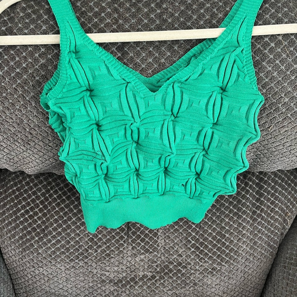 SHEIN Vibrant Green Textured Tank Top